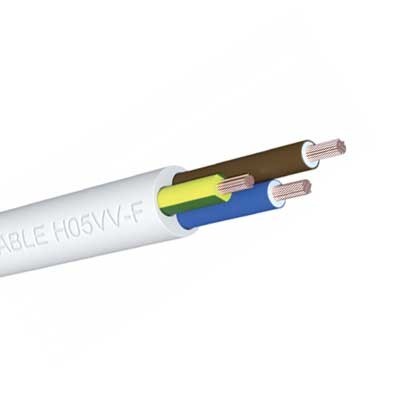 Manguera Eléctrica Blanca 3G1,5 Cable Flexible H05VV-F 500V 